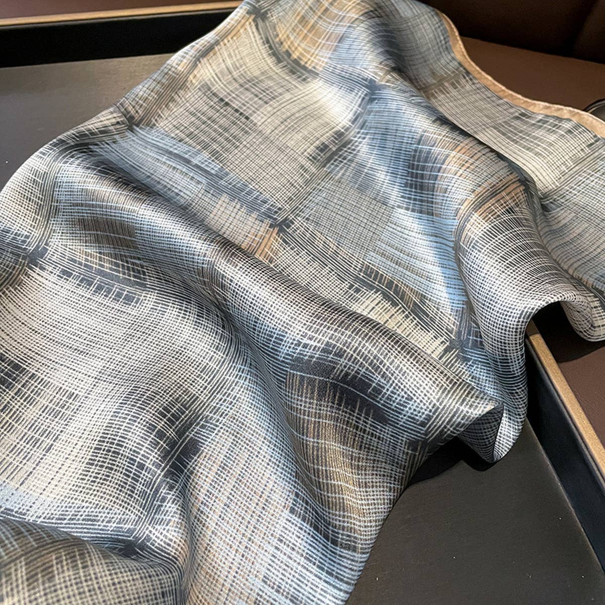 Chic Striped Silk Scarf ? Women’s Square Shawl