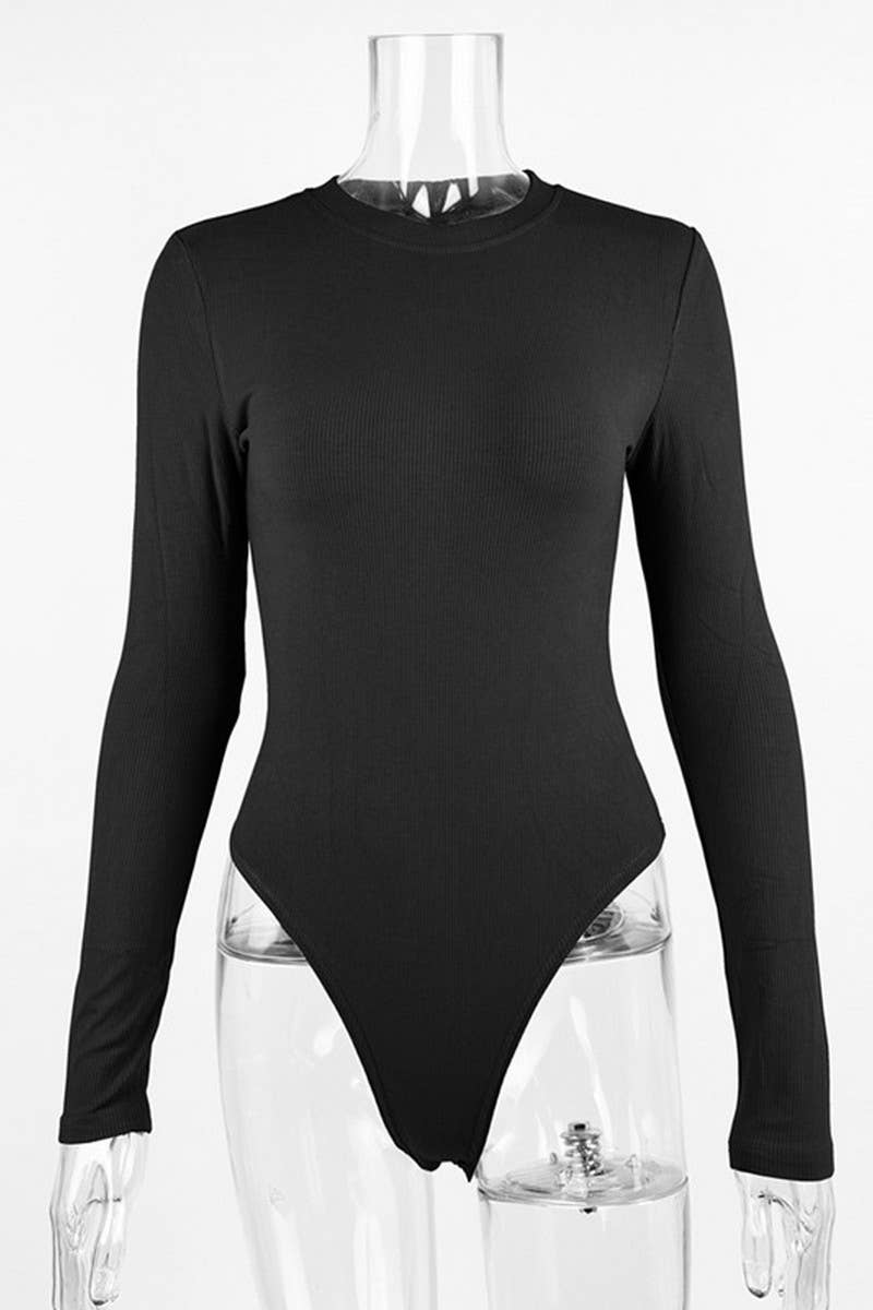 CWSBSL0160_RIBBED COTTON LONG SLEEVE SLIM FIT BODYSUIT