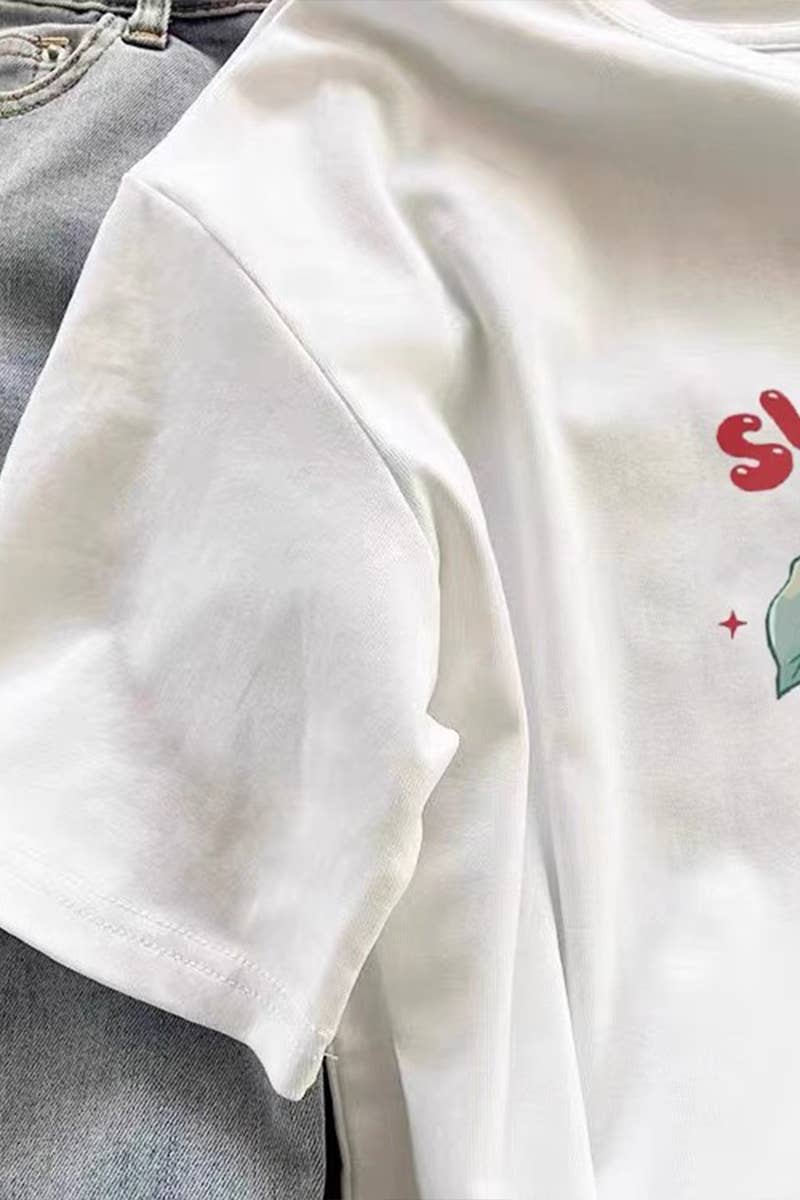 CWTTS0966_CHERRY PRINT CASUAL T SHIRT