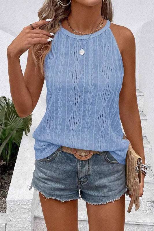 CWTTK0805_SOLID COLOR JACQUARD CAMISOLE KNITTED VEST