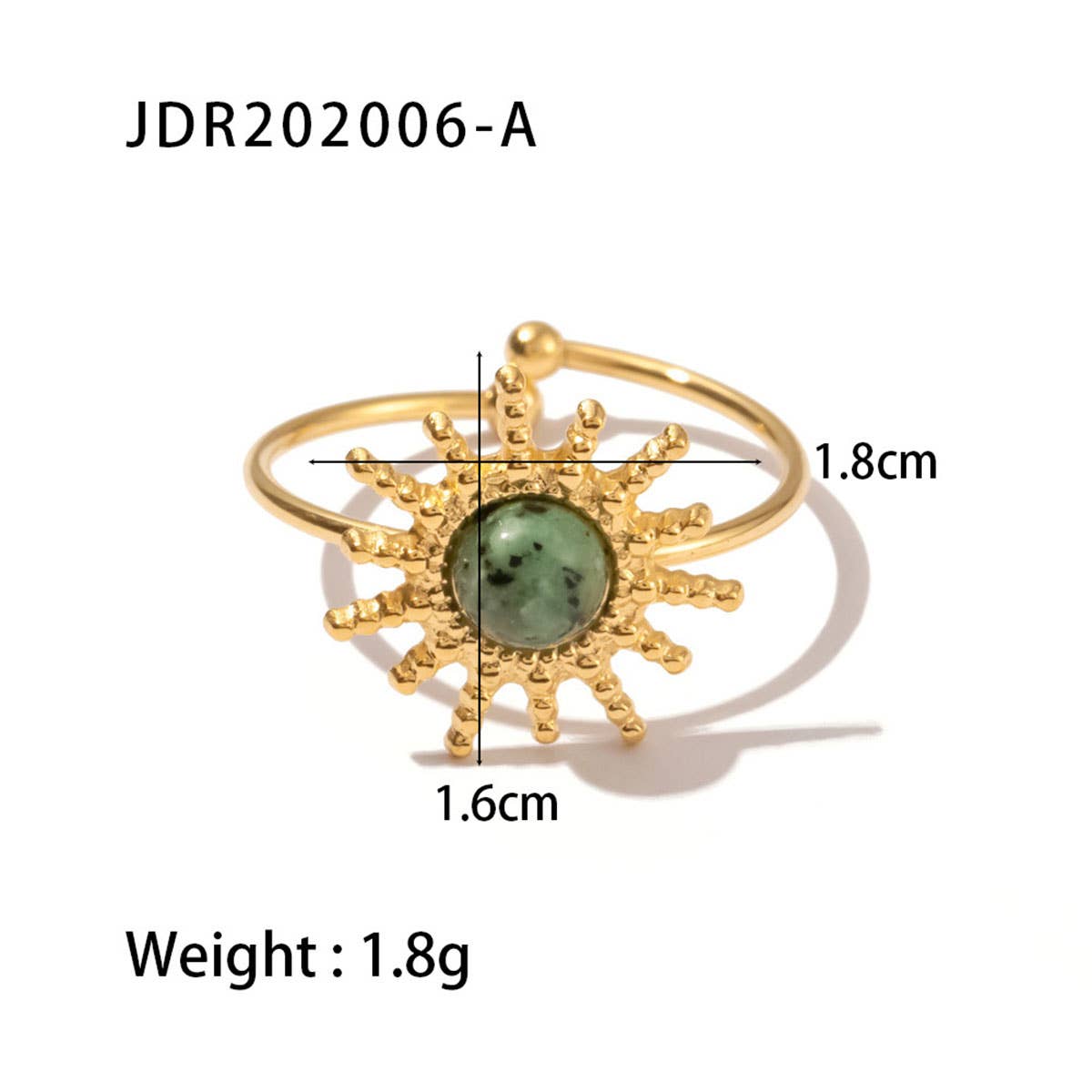 GOLD STAINLESS STEEL INLAID NATURAL STONE RINGS