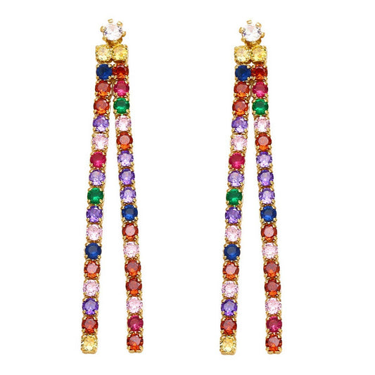 MINIMALIST COLORED DIAMOND TASSEL EARRINGS