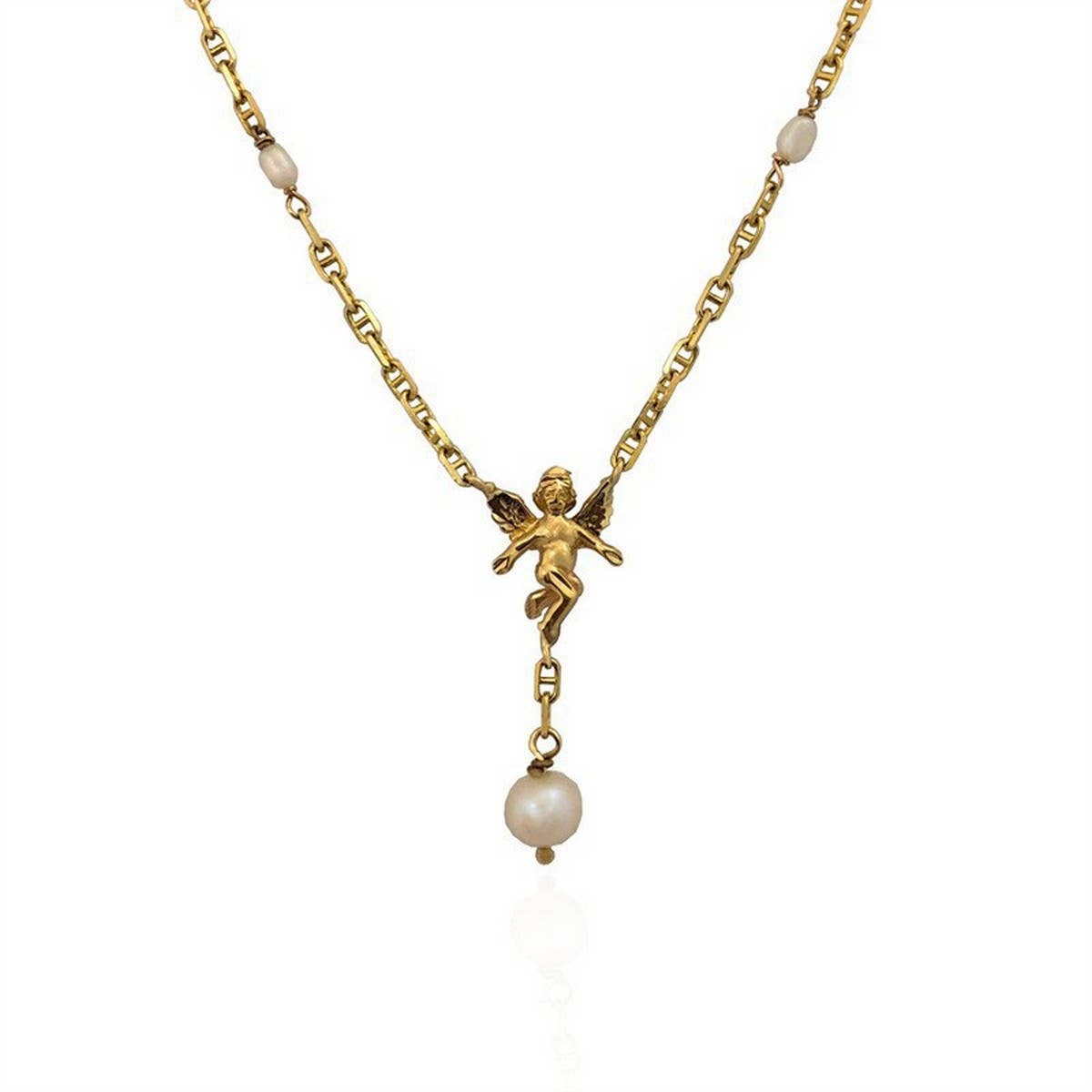 Sweet Cupid Pearl Bow Compass Dangle Earrings
