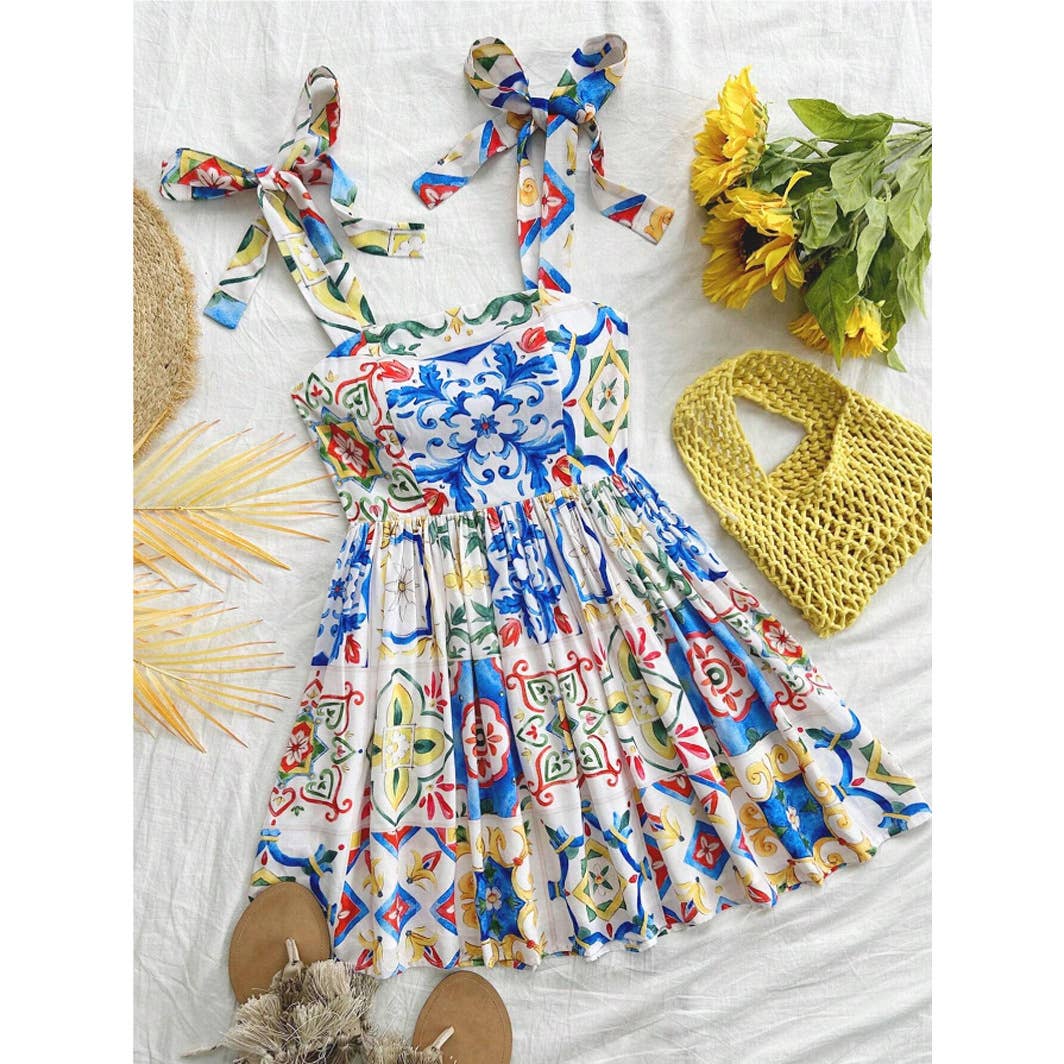 Brightly colored Sicilian style dress