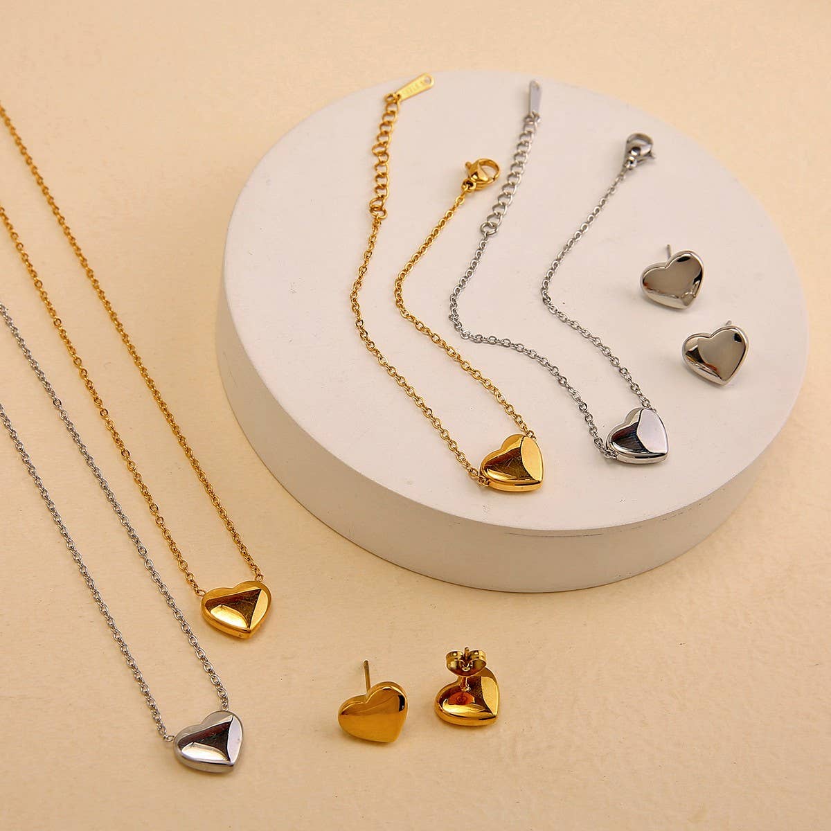 Women?™s Stainless Steel Heart Jewelry 3-Piece Set_CWMM8880