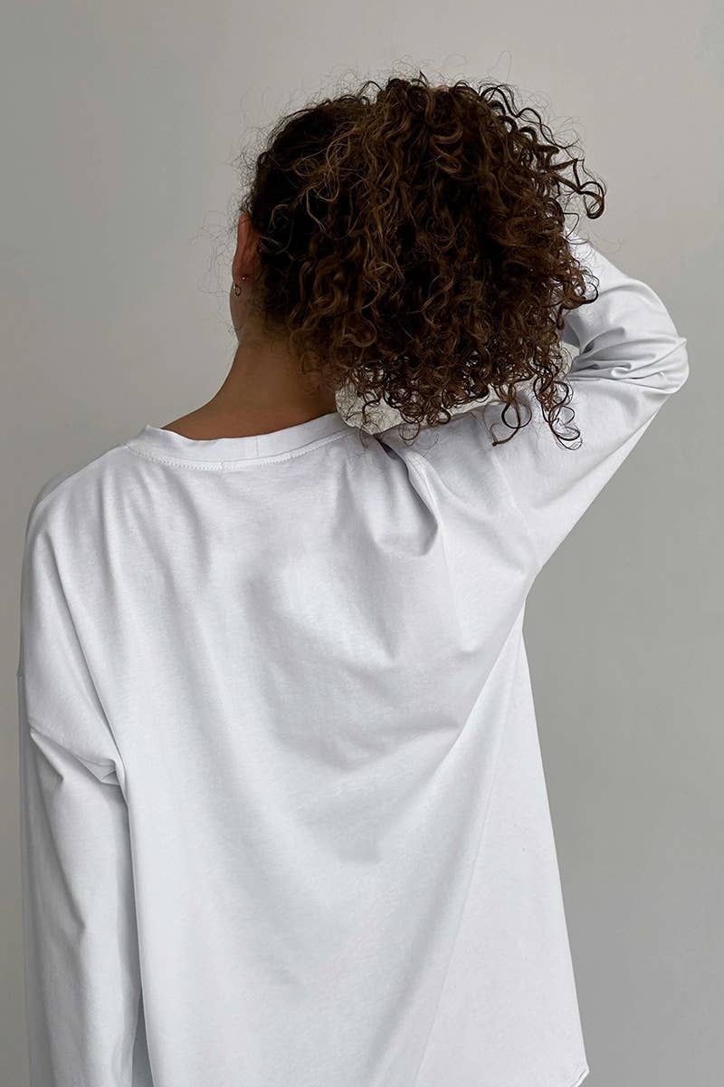 CWTBLL2963_SPRING AUTUMN ROUND NECK LONG SLEEVE TOP