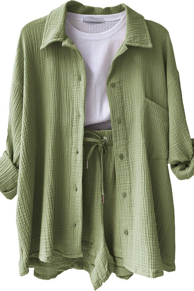 CWSS01299_FASHIONABLE CASUAL WRINKLED LAPEL TWO-PIECE SUIT