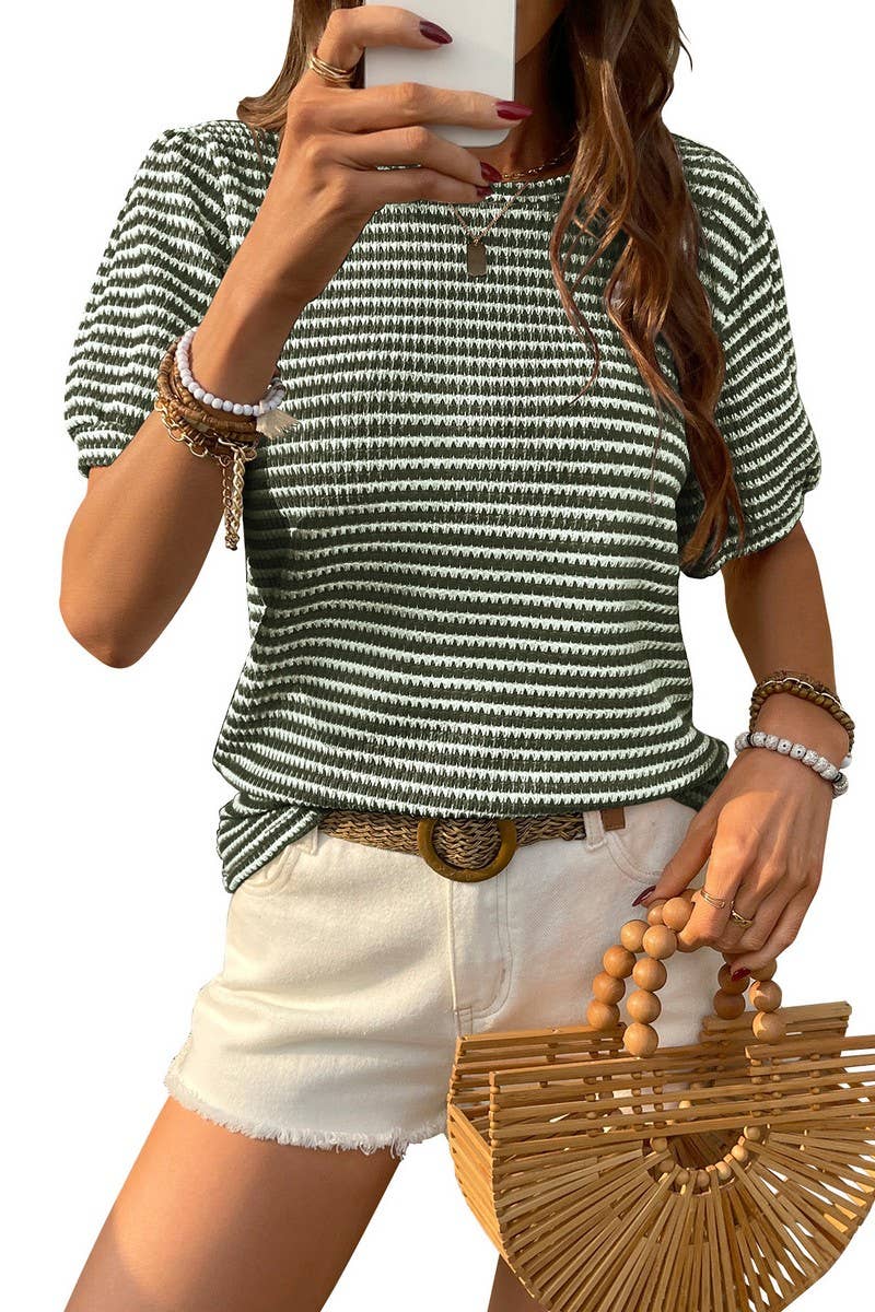 CWTTS1360_SUMMER WOMEN'S CASUAL PUFF SLEEVE TOPS