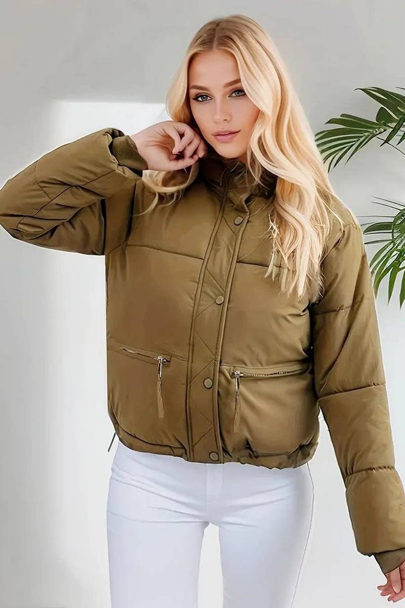 CWOCO0605_STAND COLLAR THICKENED SOLID COLOR COTTON COAT