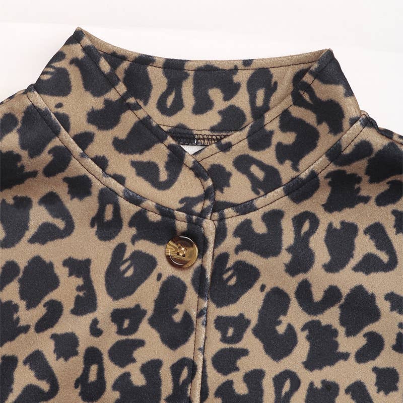 Fashionable long-sleeved leopard print jacket