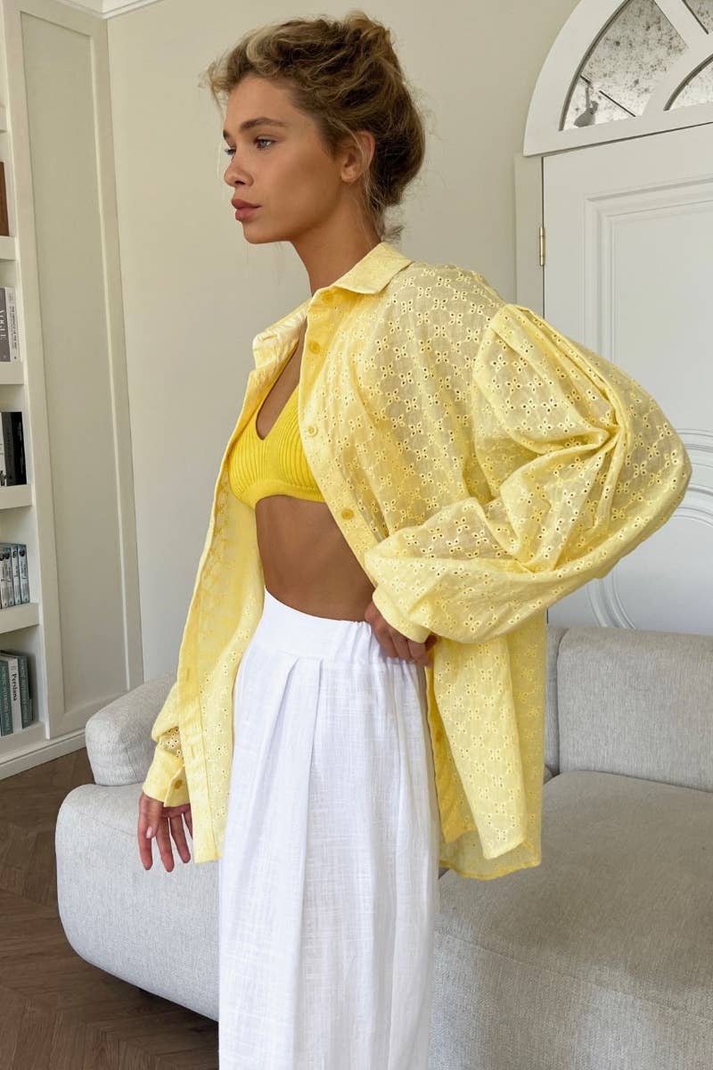 CWTSTL1598_SEE THROUGH LANTERN SLEEVE LONG SLEEVE SHIRT TOP