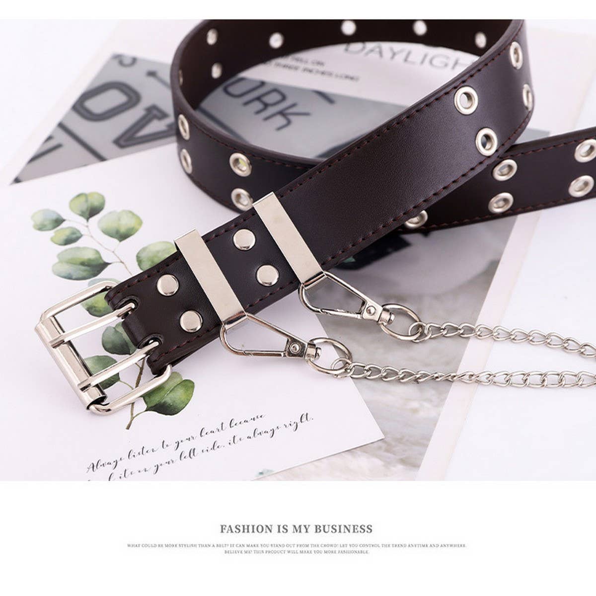 CWABE0371_DOUBLE EYE CHAIN WOMEN BELT