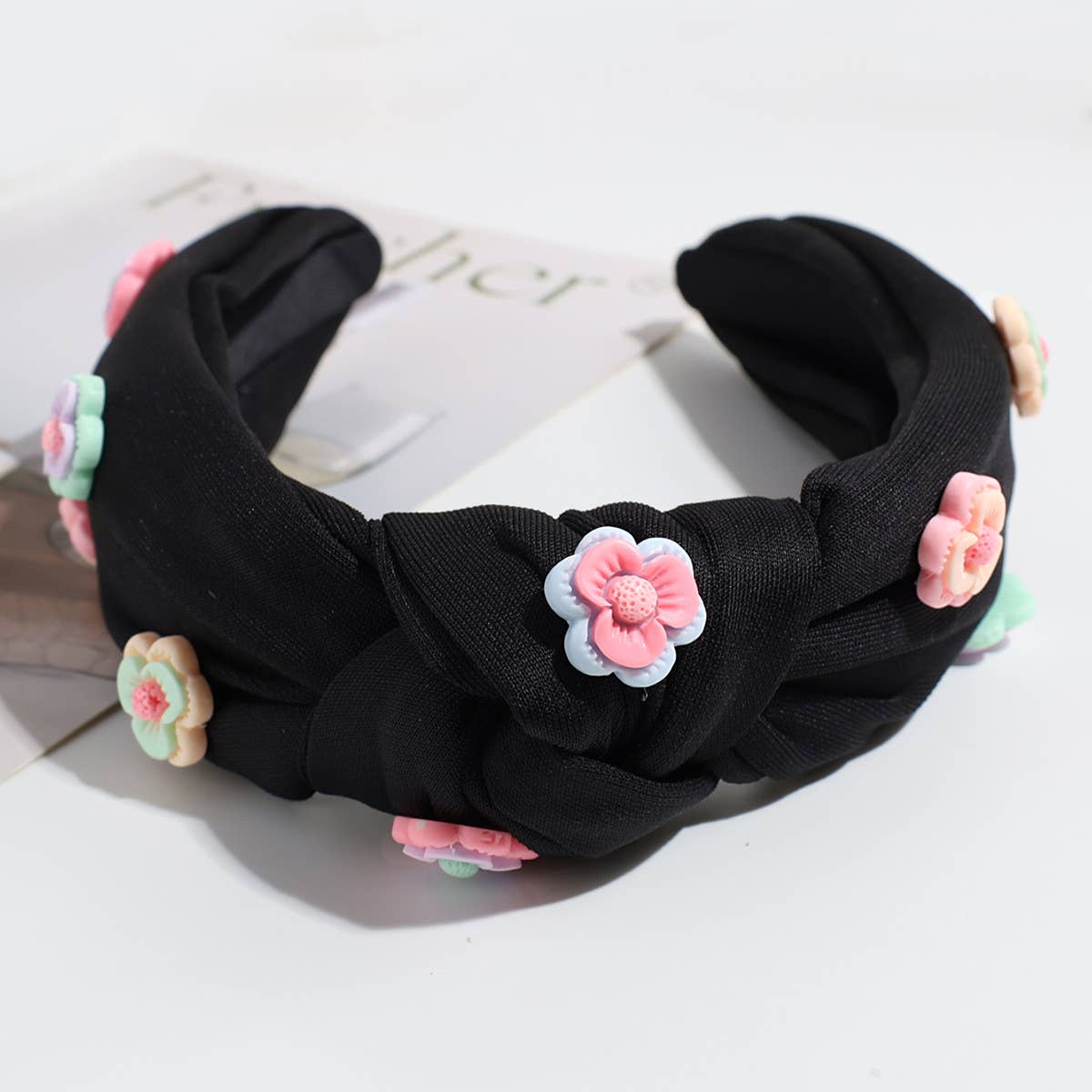 FRESH FLOWER WIDE KNOTTED HEADBAND