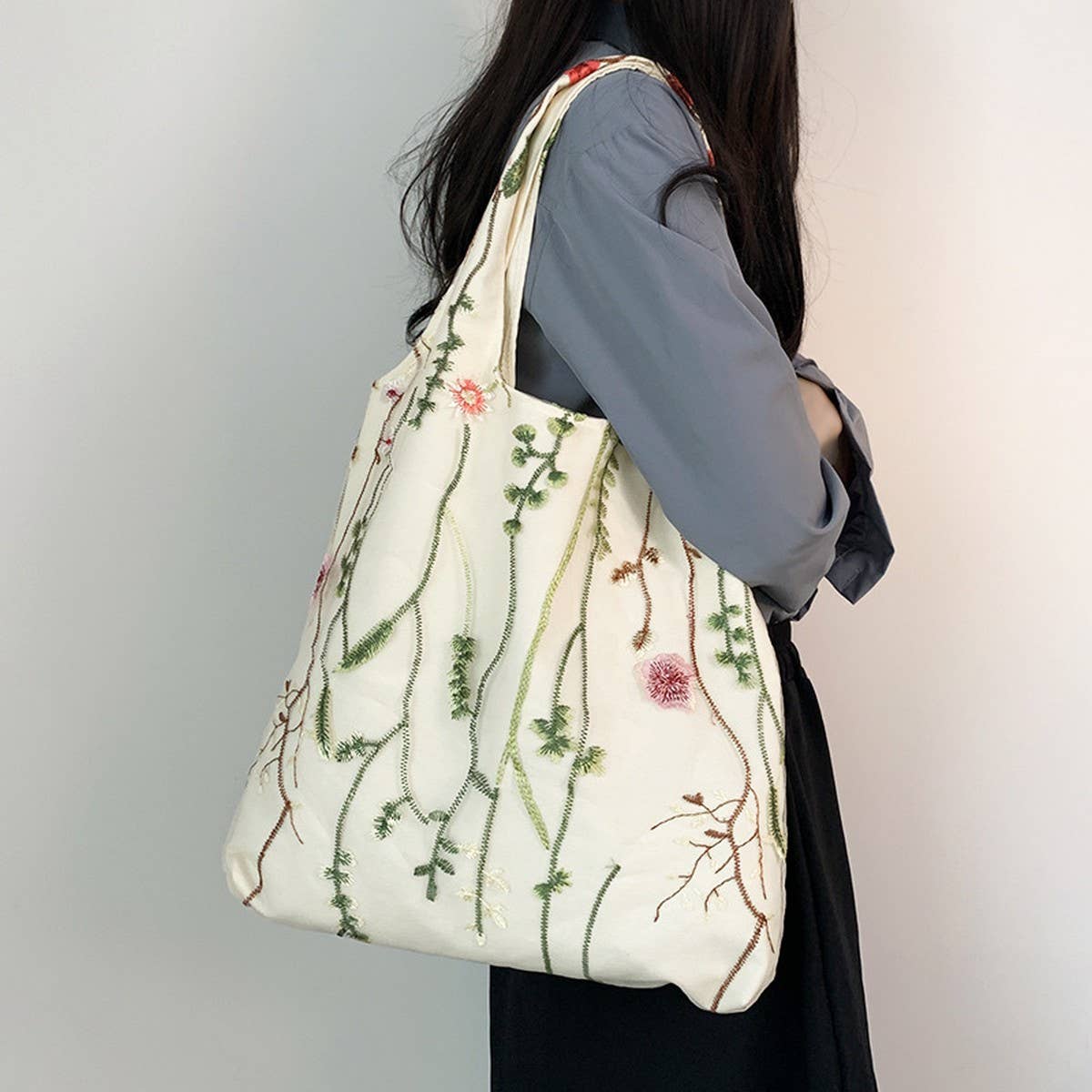 TOTE BAG CANVAS WITH EMBROIDERY MESH_CWAB2057