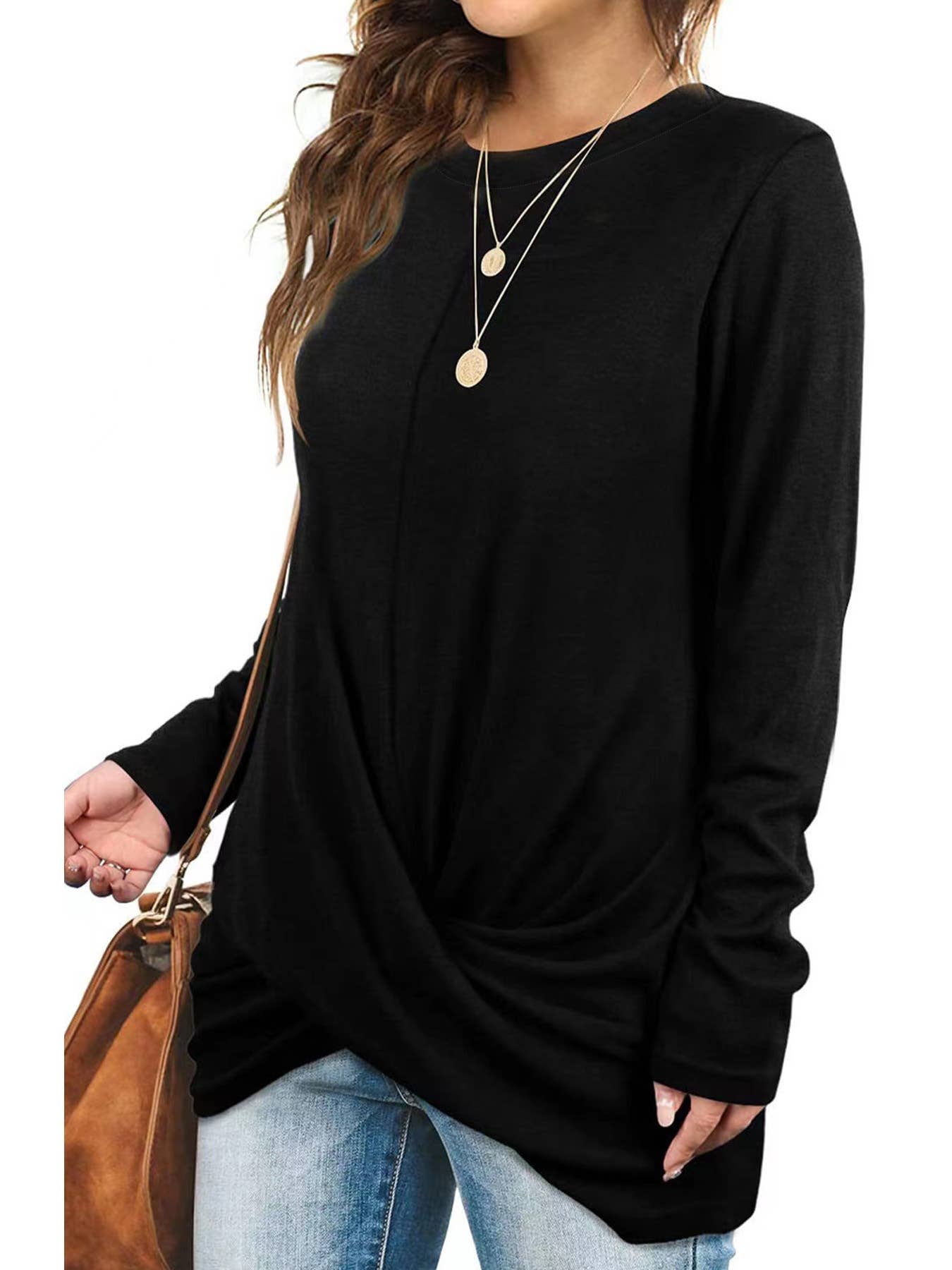 CREW-NECK LONG-SLEEVED SWEATSHIRT KNOTTED T-SHIRT