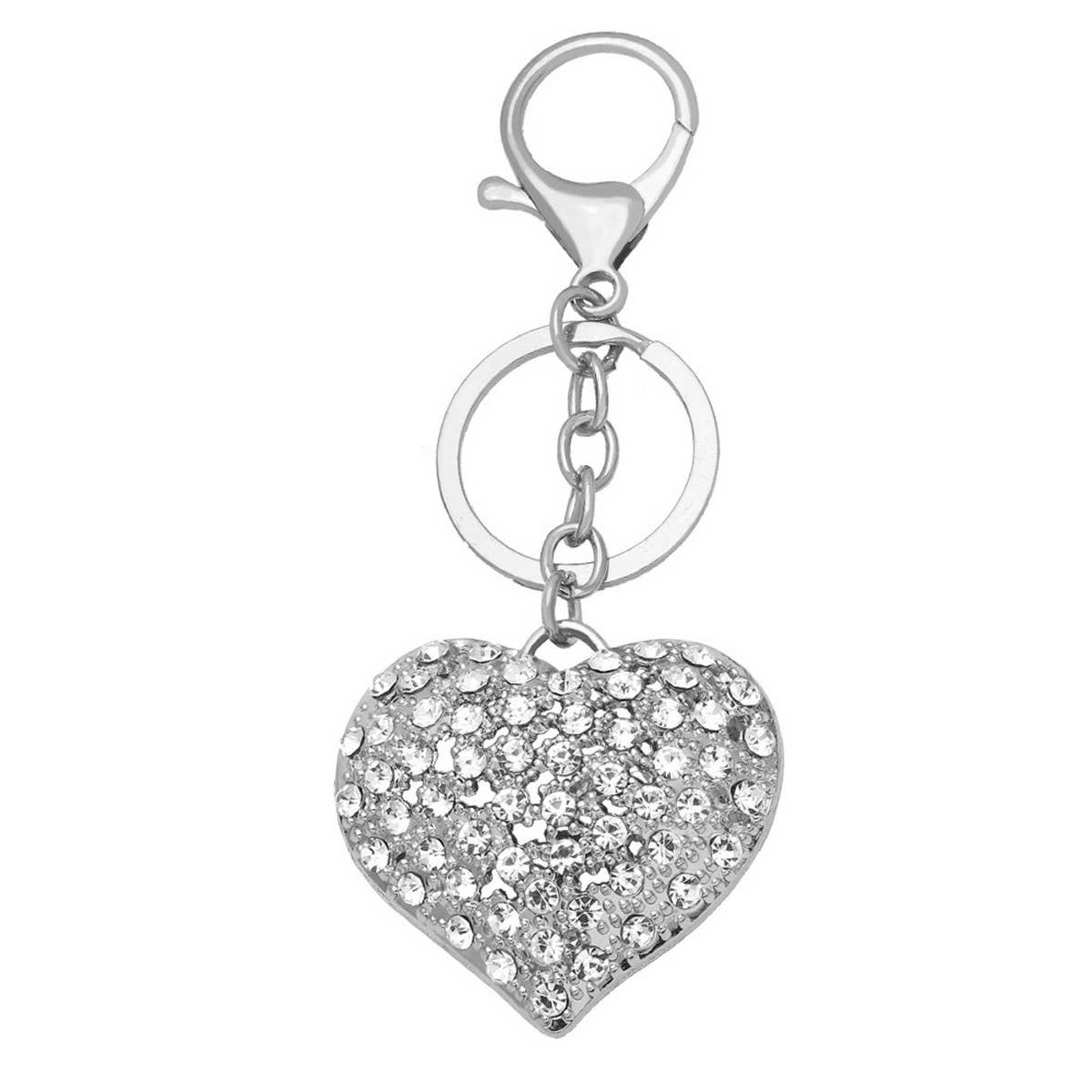 FASHIONABLE HEART-SHAPED CRYSTAL KEYCHAIN PENDANT