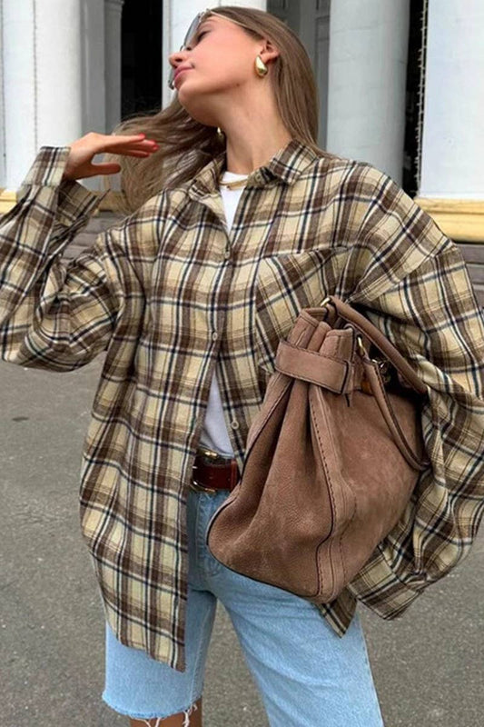 CWTBLL00581_LOOSE PLAID LONG SLEEVE CASUAL SHIRT TOP