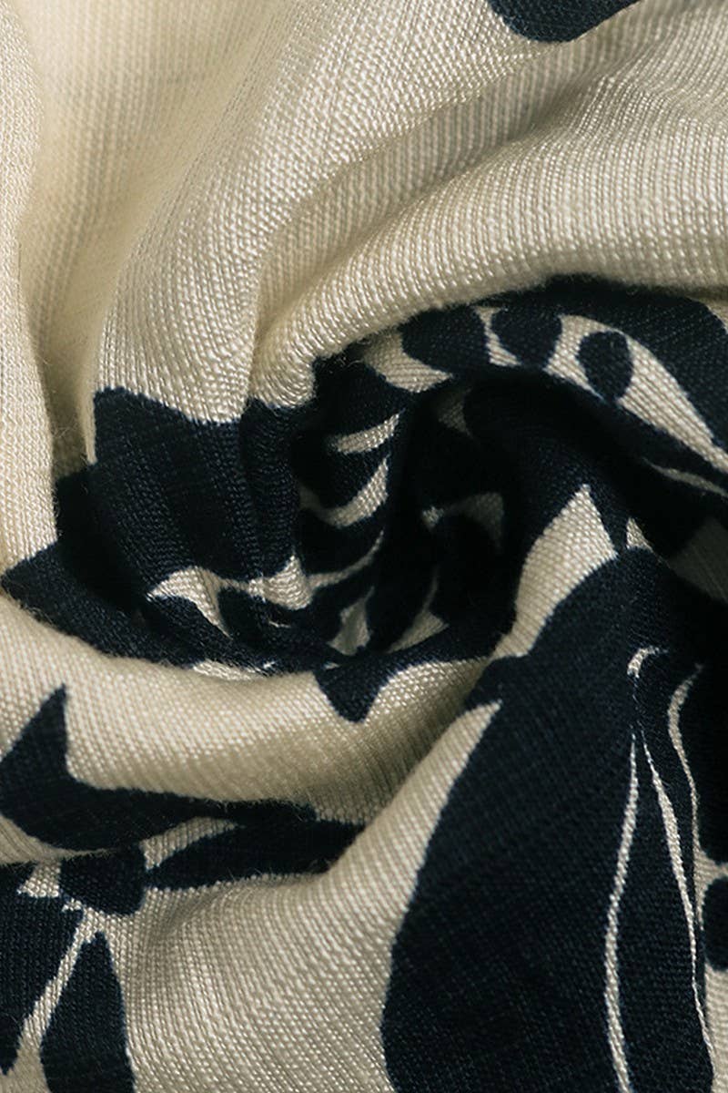 CWTBLL2033_VINTAGE PRINT PLEATED STAND COLLAR SHIRT TOP