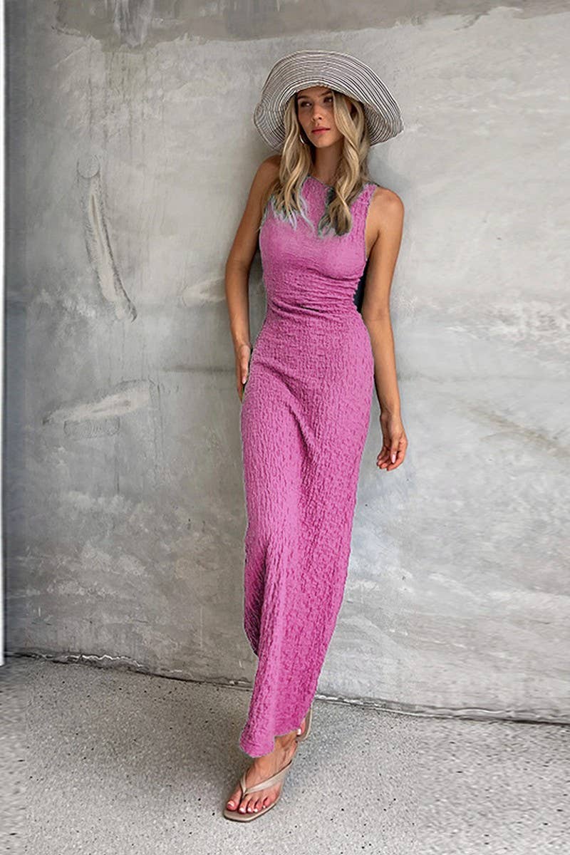CWDMD5092_BACKLESS SOLID COLOR TANK MAXI DRESS