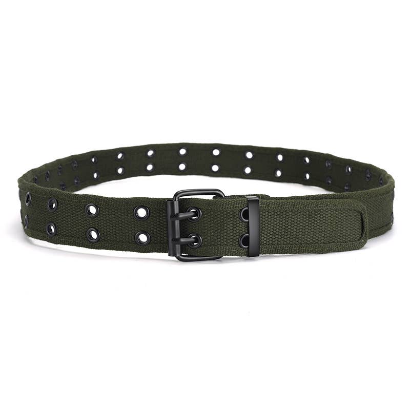 Double-pin buckle cotton double-row hole belt