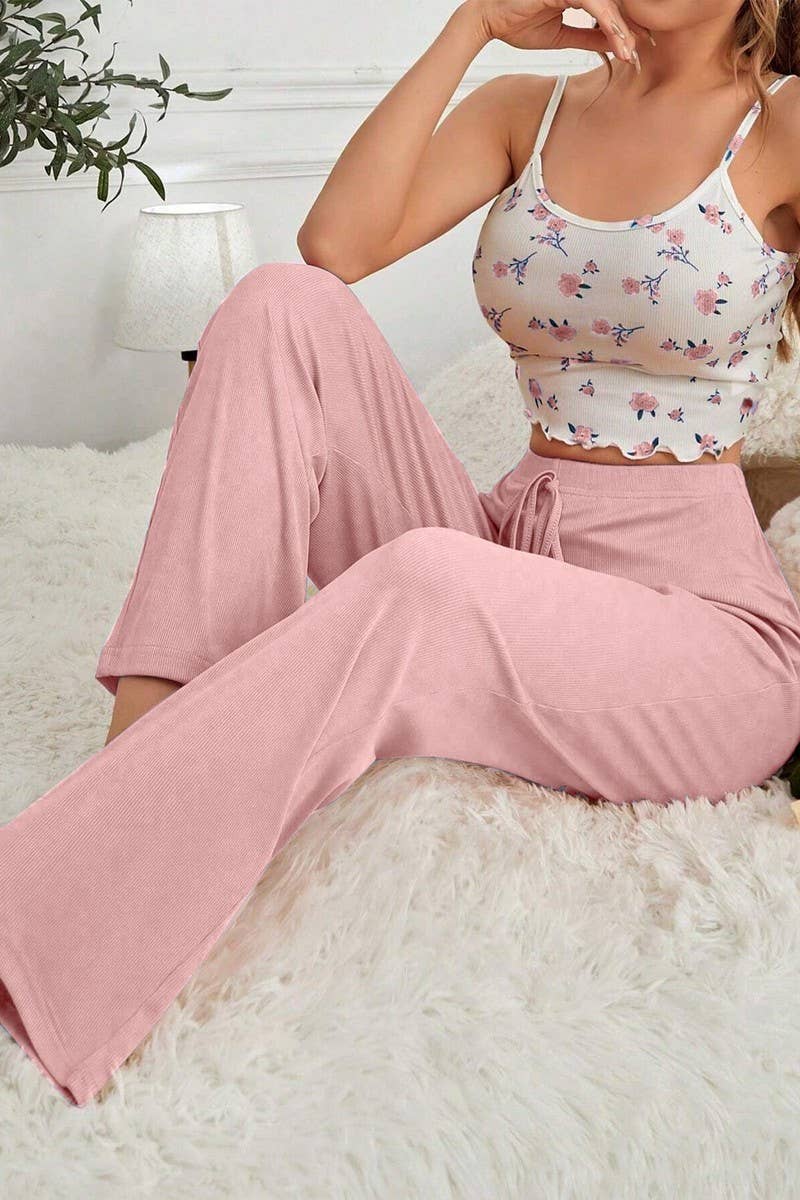 CWSPJ00489_FLORAL CAMI AND PANTS LOUNGEWEAR SET