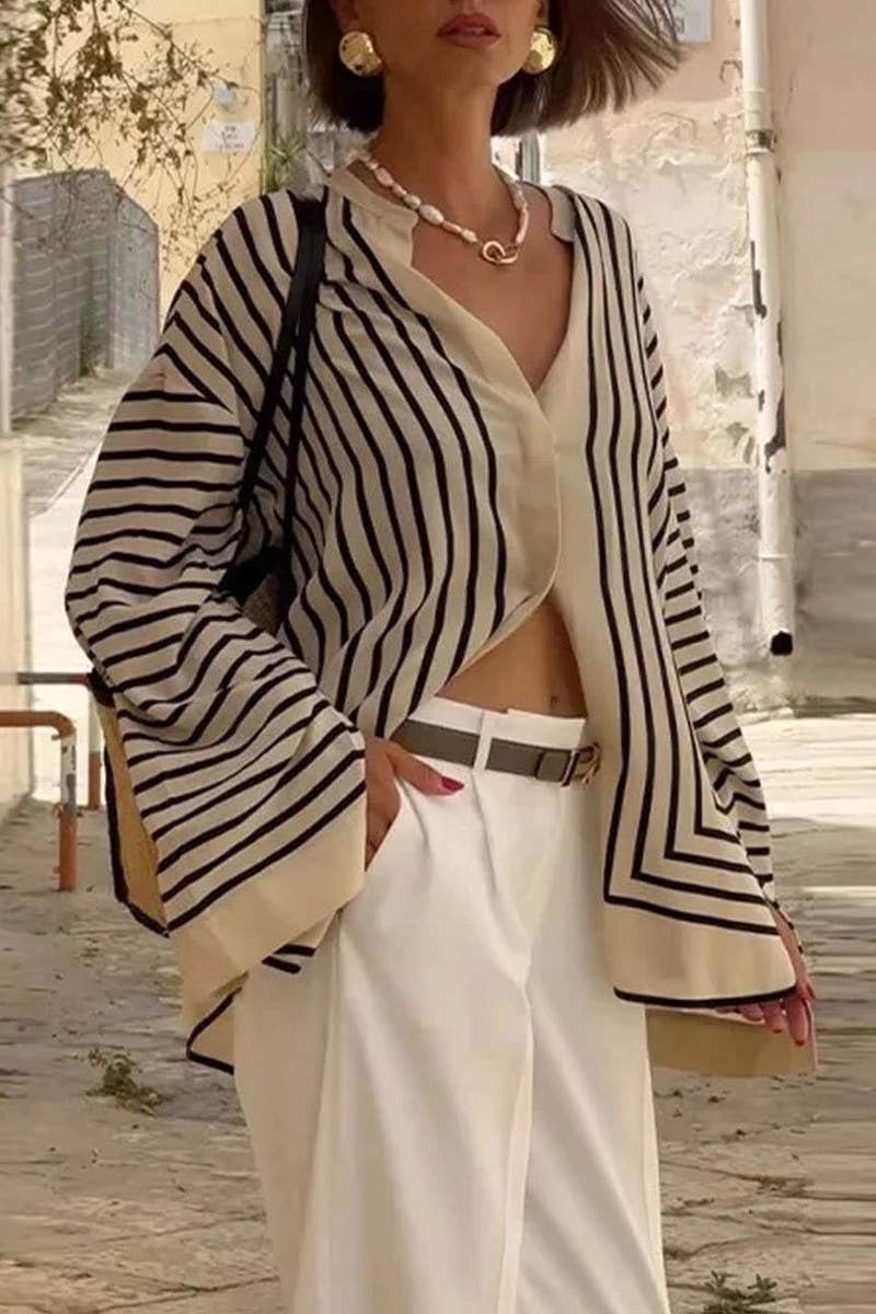 CWTBLL3843_STRIPED LOOSE FIT LONG SLEEVE BUTTON DOWN SHIRT