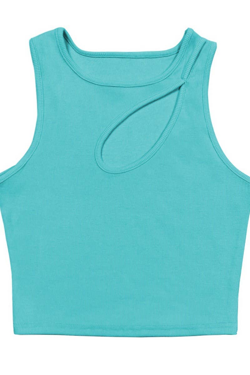 CWTTK0818_SOLID COLOR HOLLOW SLIM SHORT CAMISOLE