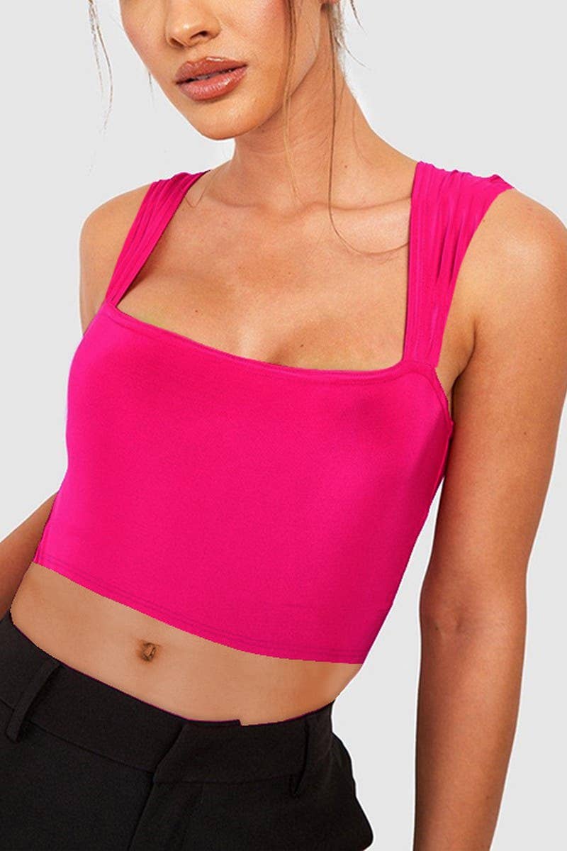 CWTTK0841_SLIM FIT NAVEL-EXPOSED SLEEVELESS TANK TOP