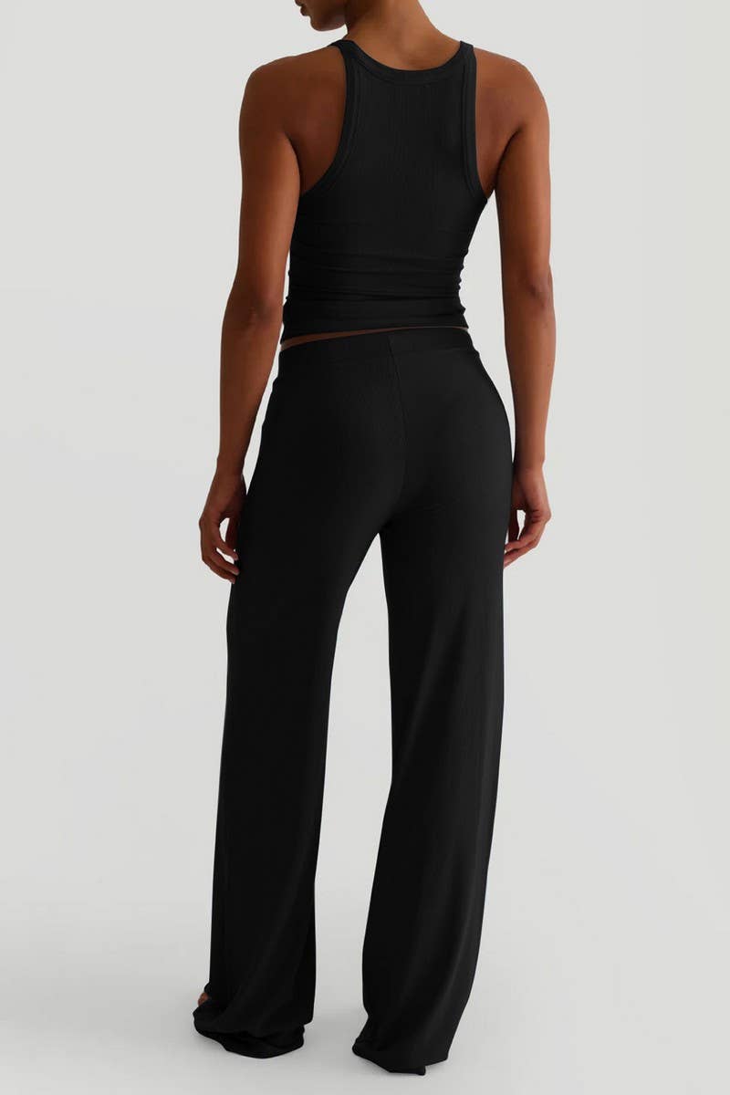 CWSTB00442_SPORTS YOGA TANK TOP & WIDE LEG PANTS SET