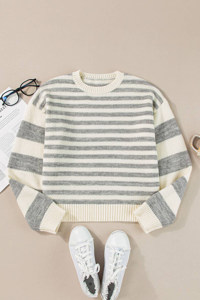 CASUAL LOOSE CREW-NECK KNITTED PULLOVER
