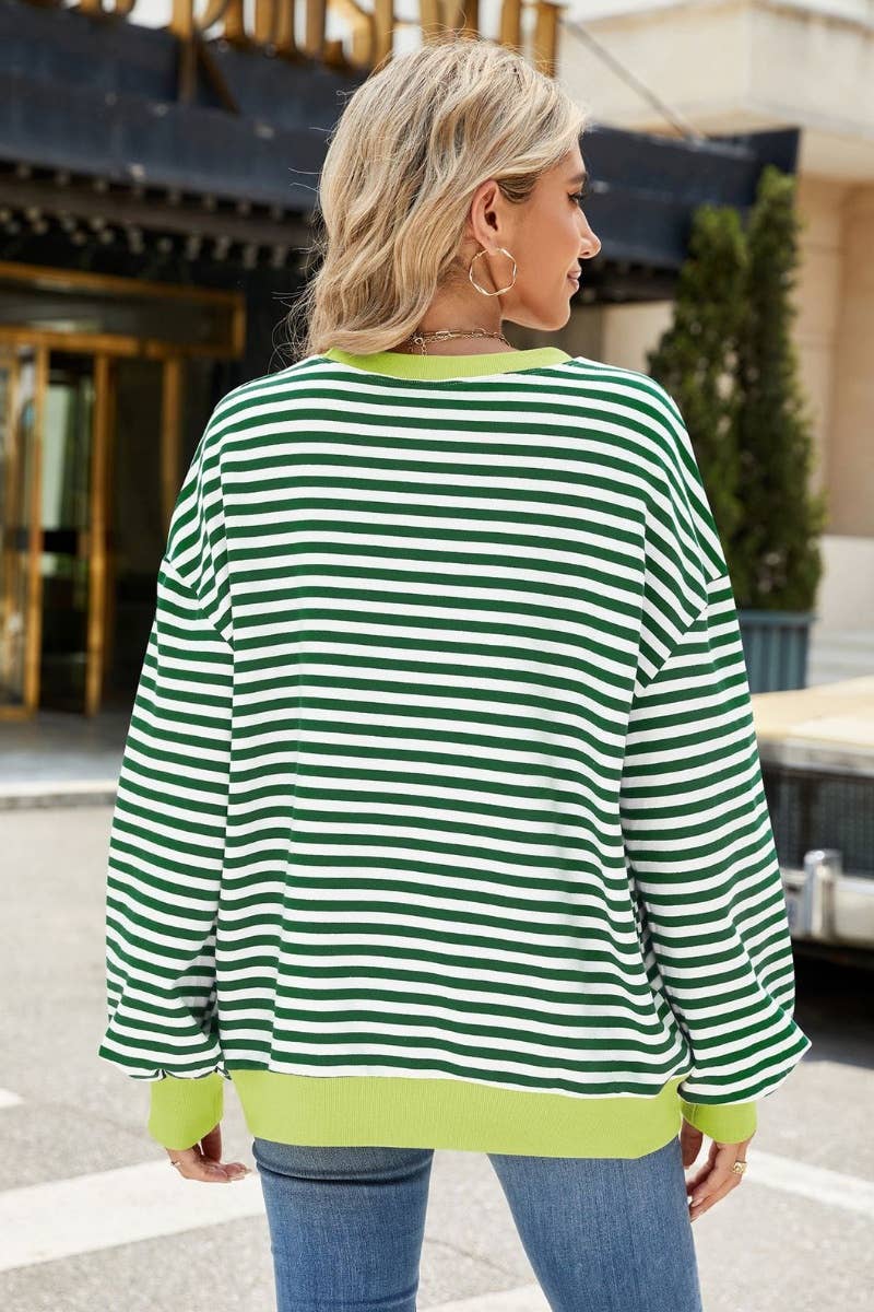 CWTBLL1888_FALL CREW-NECK STRIPED LONG-SLEEVED TOP