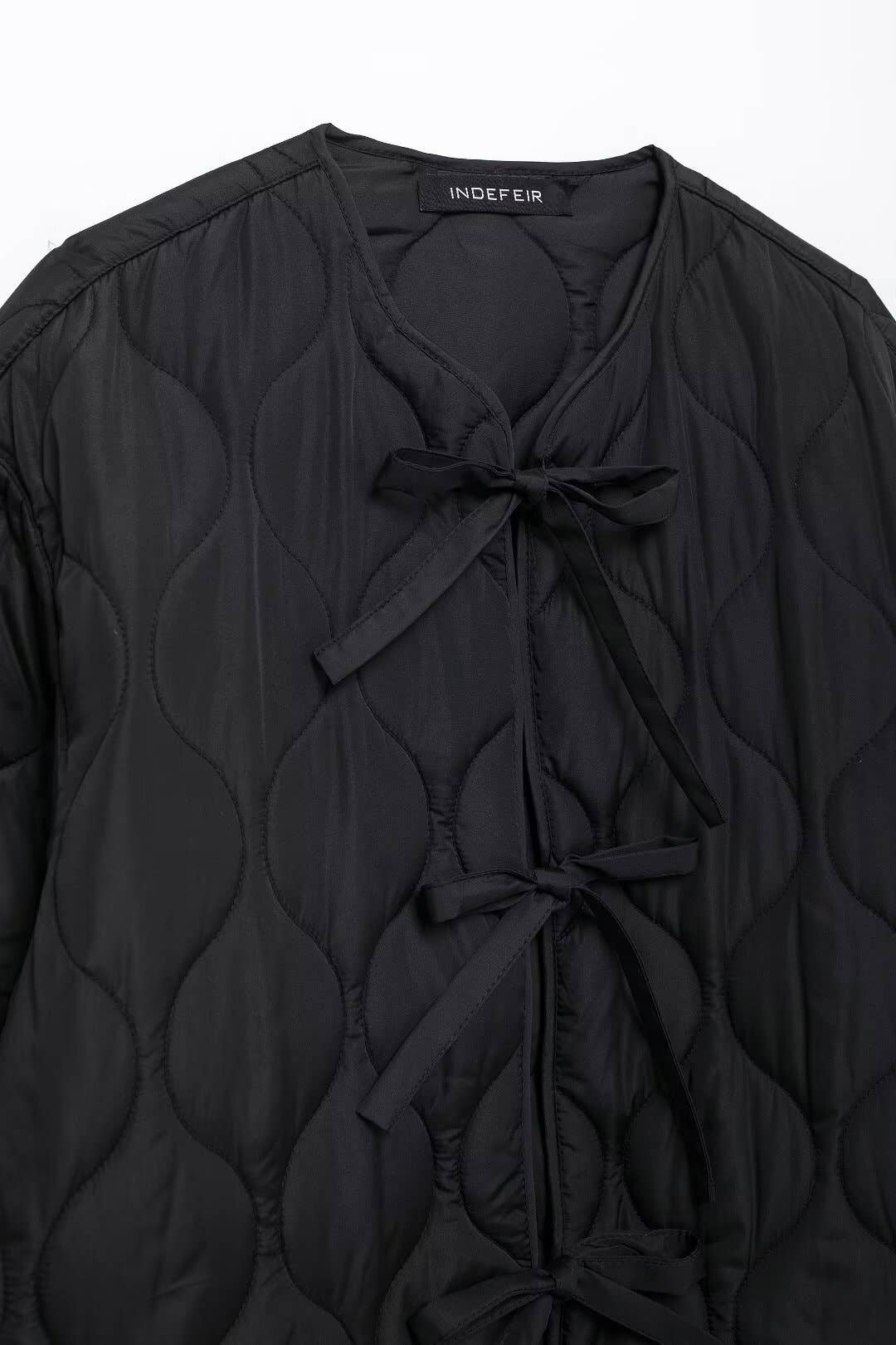 BOW EMBELLISHED BUTTON SOLID COLOR COTTON JACKET