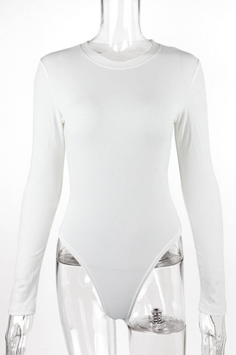 CWSBSL0160_RIBBED COTTON LONG SLEEVE SLIM FIT BODYSUIT