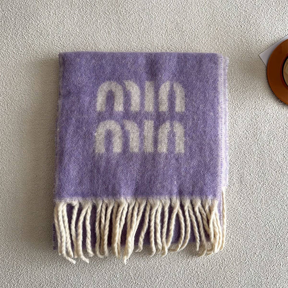 Letter Jacquard Wool Blend Reversible Scarf