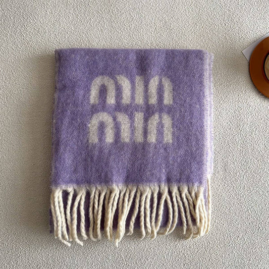 Letter Jacquard Wool Blend Reversible Scarf