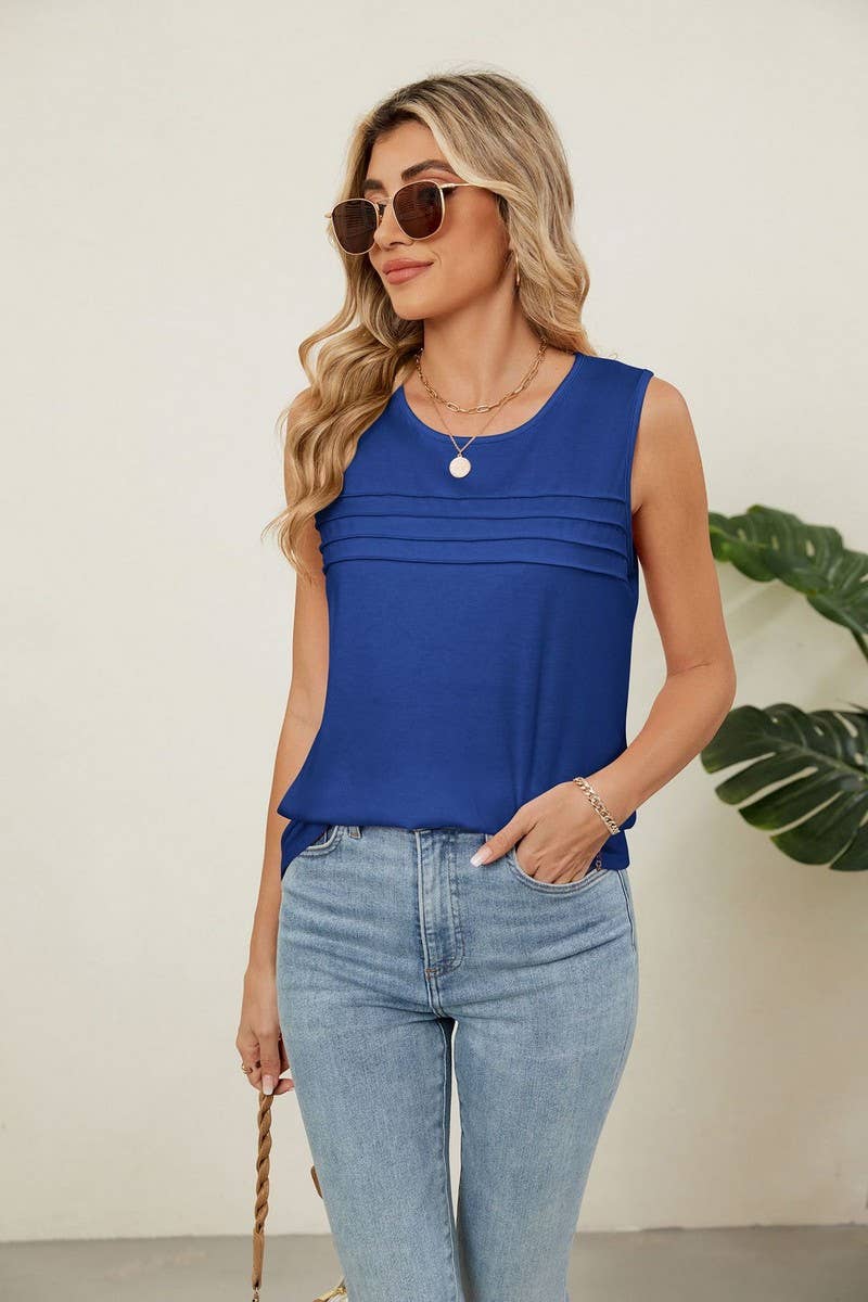 CWTTSL0296_SOLID COLOR ROUND NECK SLEEVELESS T-SHIRT VEST