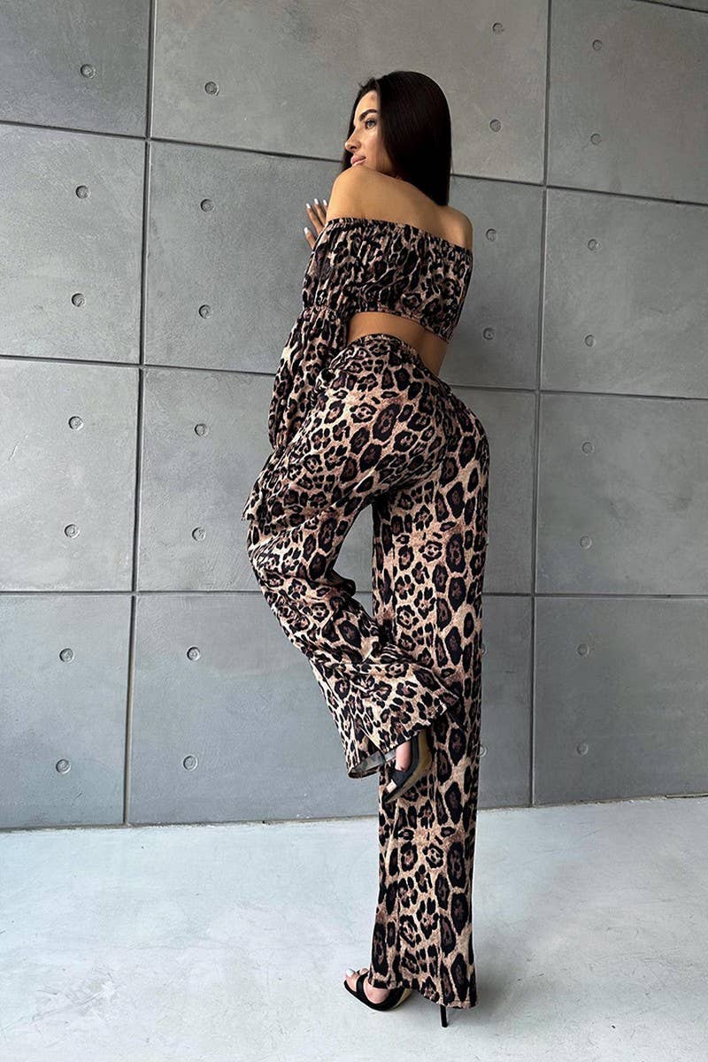 CWSPJ0101_OFF SHOULDER LONG SLEEVED PANTS PAJAMAS SET