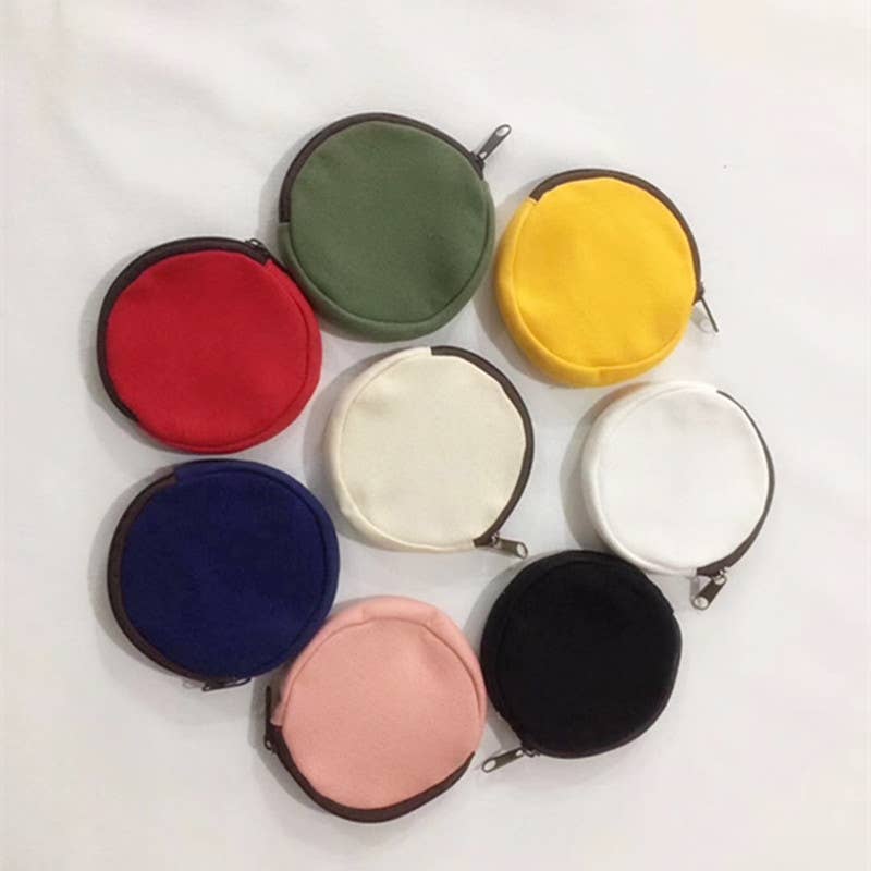 Round cartoon canvas coin purse and money bag