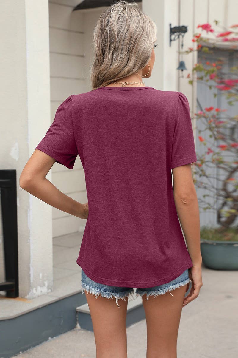 CWTBLS1697_ROUND NECK LOOSE SHORT SLEEVE T-SHIRT TOP