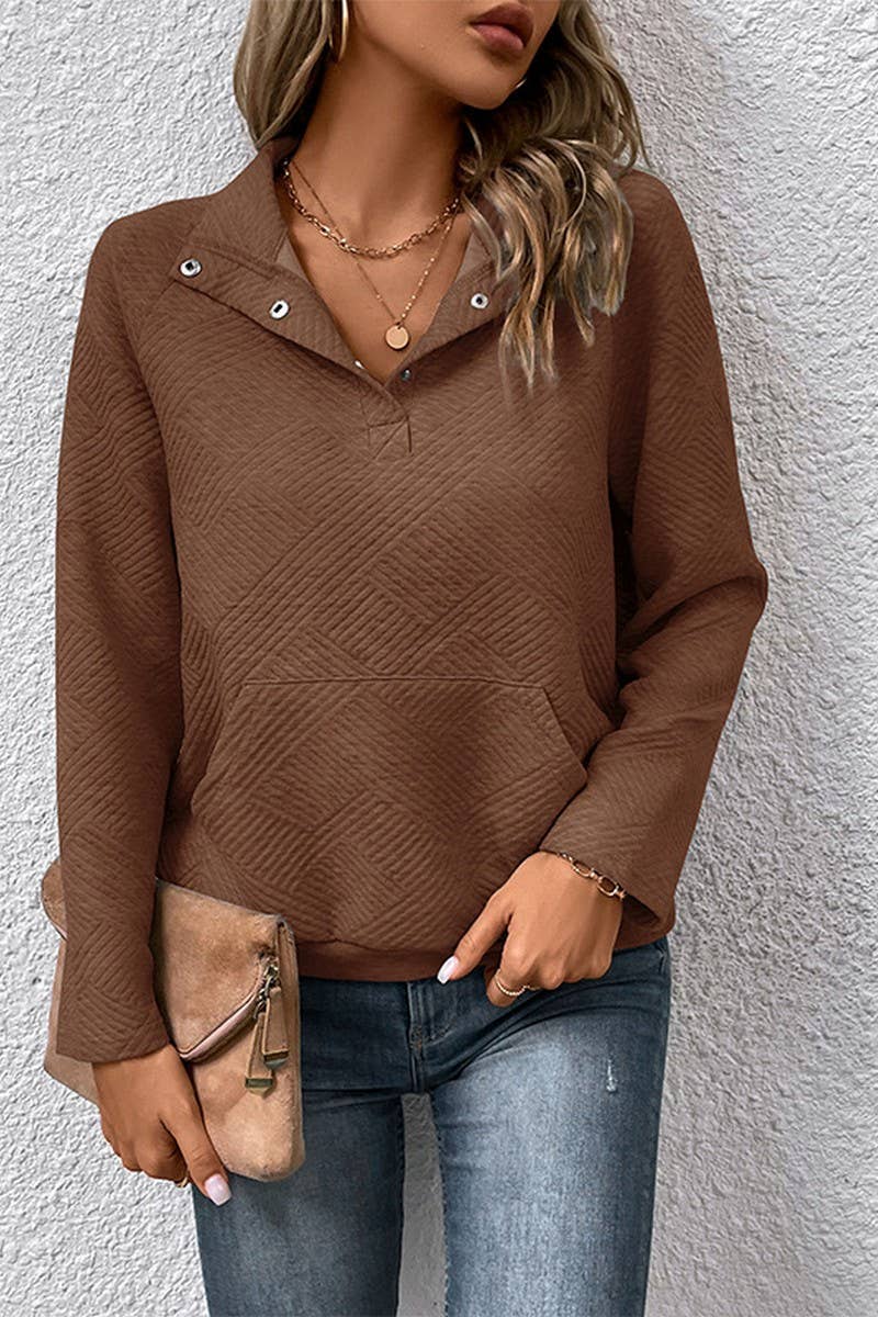 CWTBLL0972_SOLID COLOR LONG SLEEVE STAND COLLAR SWEATSHIRT
