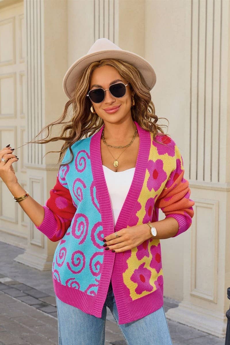 CWOCAL00804_HEAVY COLOR CASUAL KNIT CARDIGAN