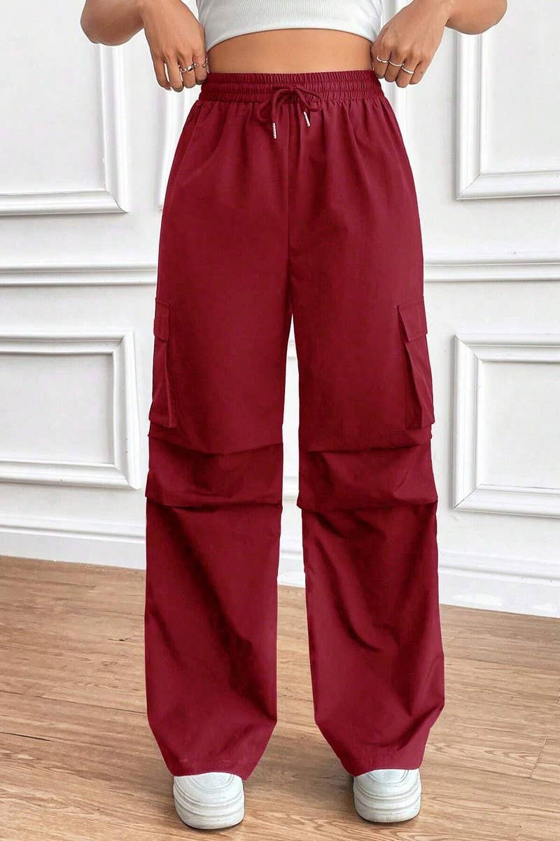 CWBLP1886_DRAWSTRING HIGH WAIST LOOSE COMMUTER OVERALLS