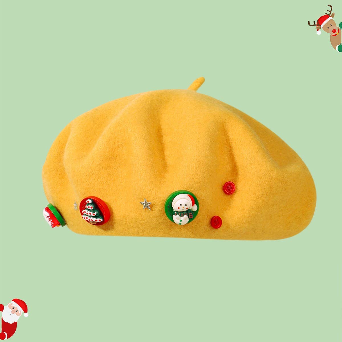 CWAH04566_WOMEN CHRISTMAS BERET HAT VINTAGE WINTER CAP
