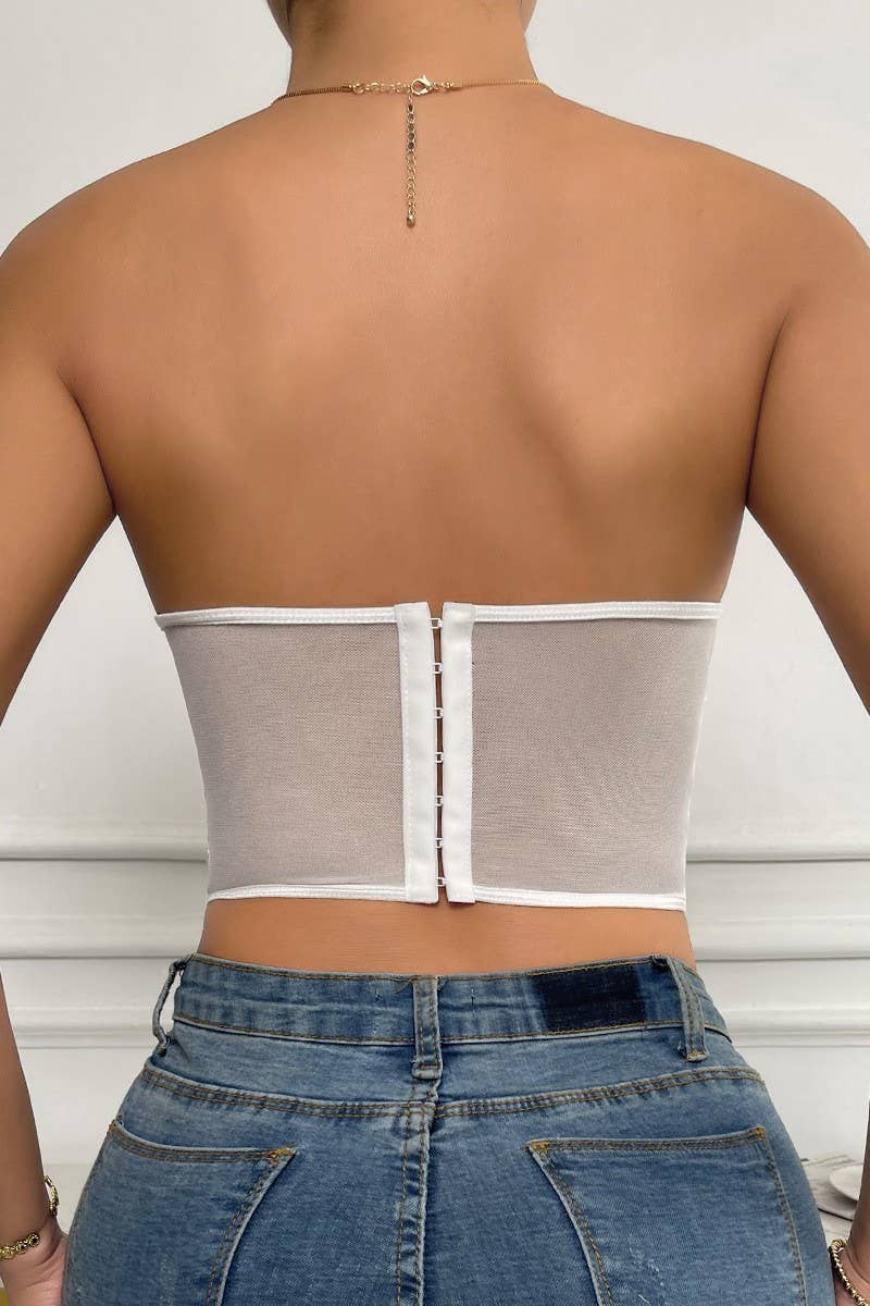 CWTTK0740_3D FLOWER STITCHED UNDERWIRE BANDEAU TANK TOP