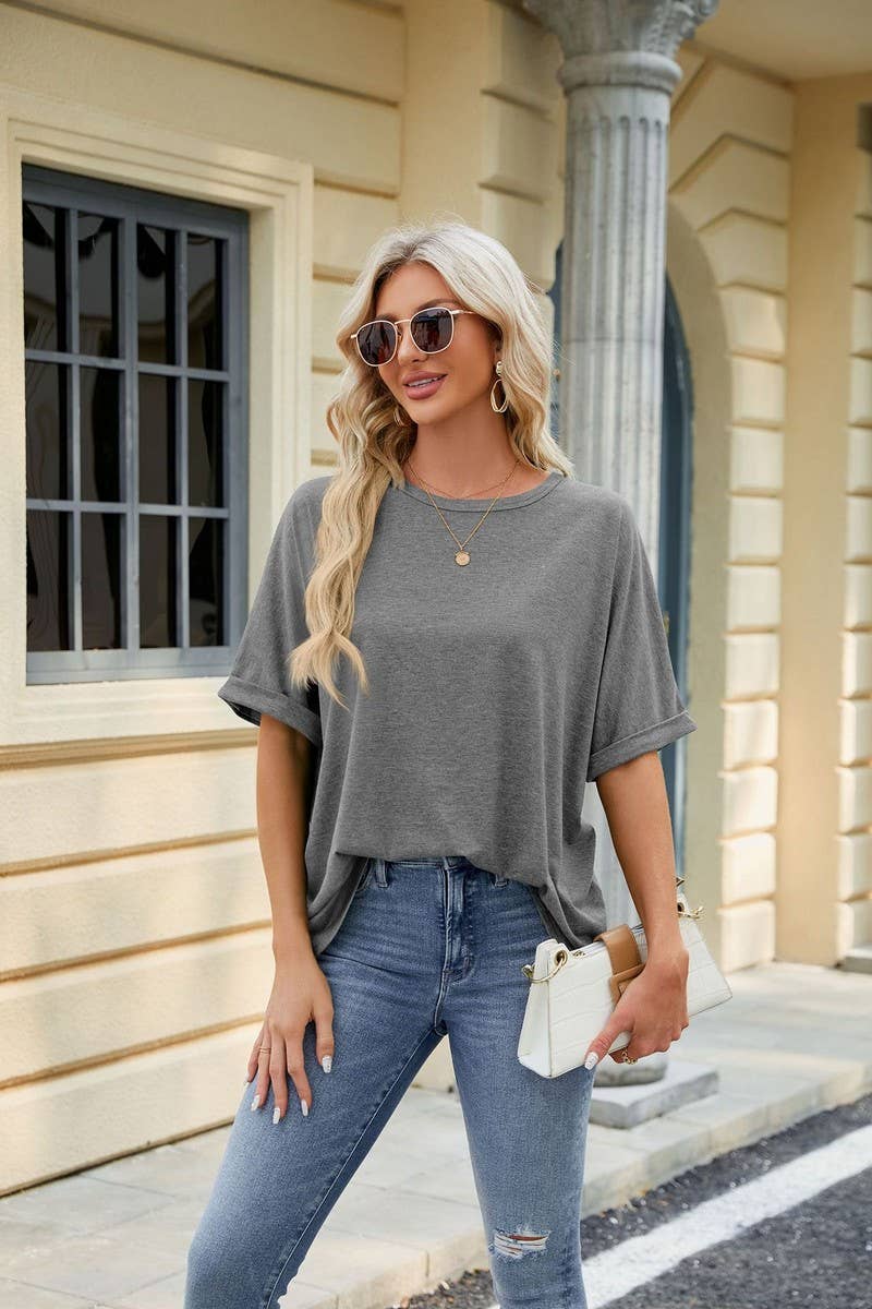 CWTTS0816_Round Neck Short Sleeve Knit Top