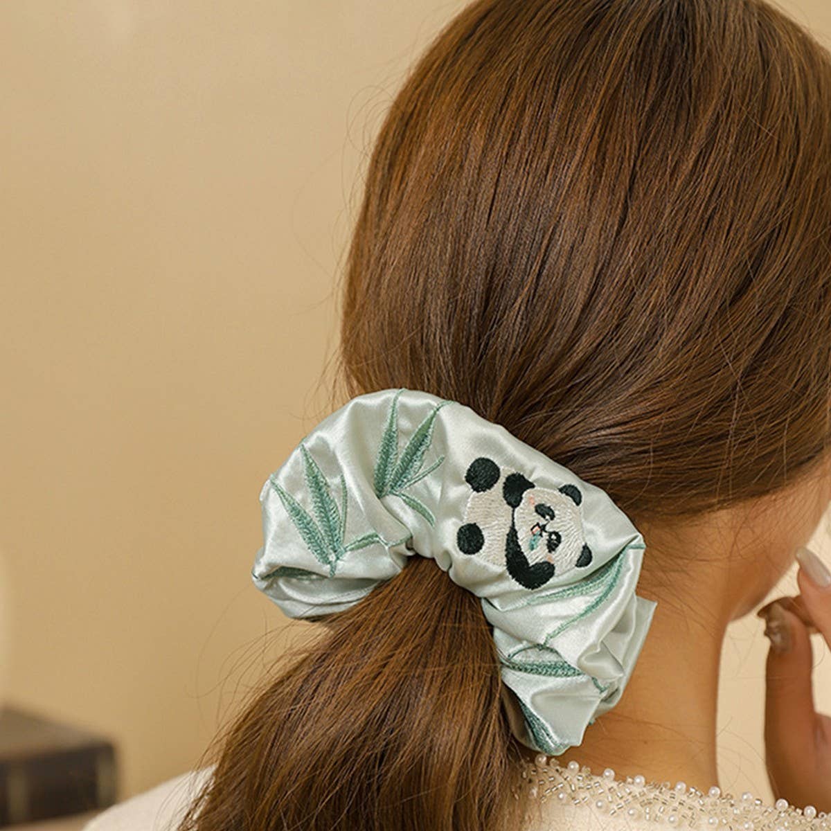 Panda Embroidered Hair Tie for & Traditional Wear_CWAHA5414