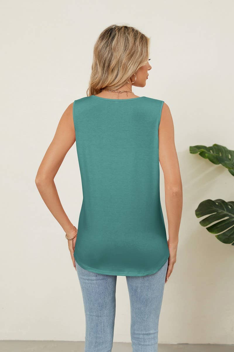 CWTTSL0296_SOLID COLOR ROUND NECK SLEEVELESS T-SHIRT VEST