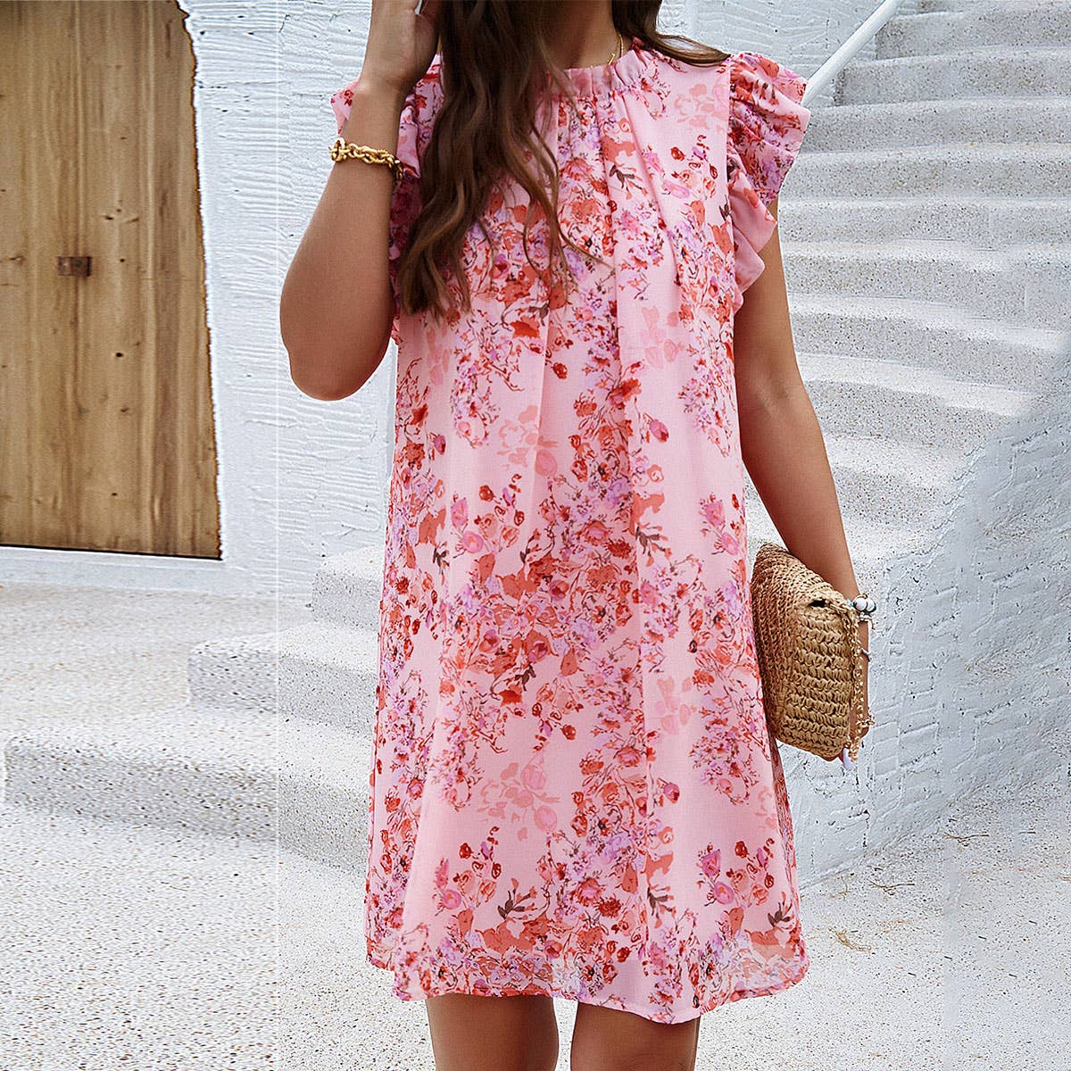 Elegant Floral Lace Collar Sleeveless Mini Dress