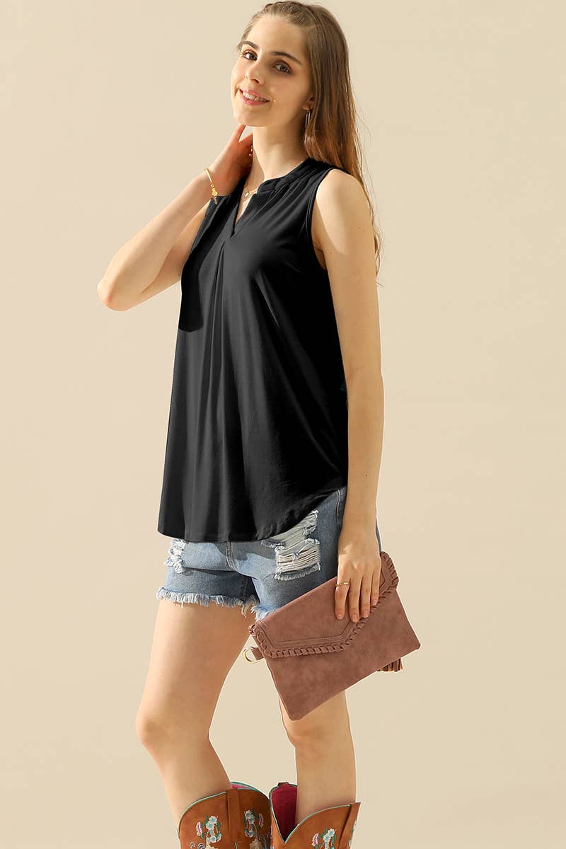 CWTTSL192_JOHNNY COLLARS SLEEVELESS BLOUSE SHIRTS TOPS