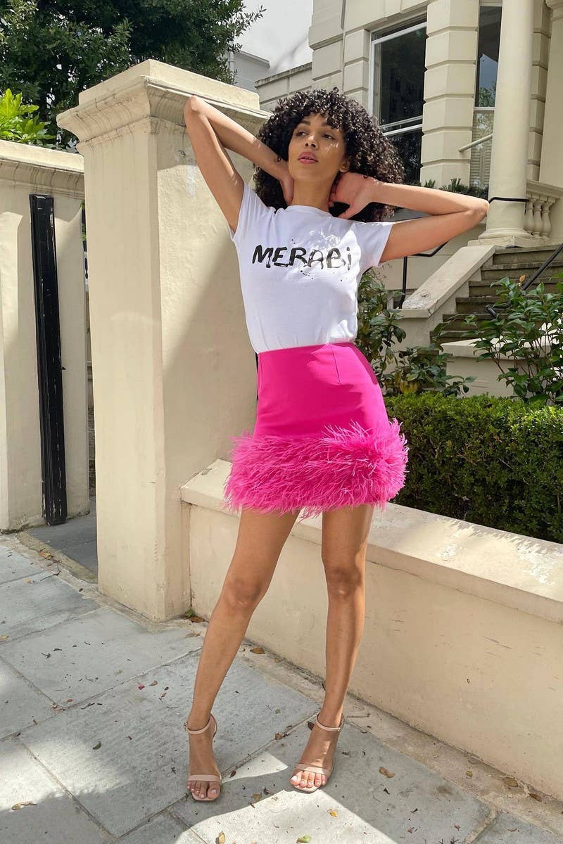 CWBLS0662_PARTY SEXY SHORT SKIRT FEATHER HIP SKIRT